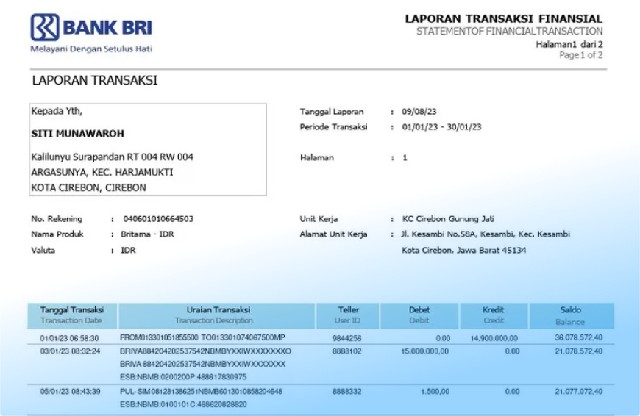 Cara Cetak Rekening Koran BRI Virtual Account